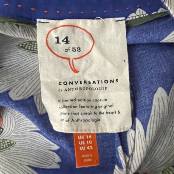 14 of 52 Anthropologie 10 blue floral blouse - Picture 6 of 8